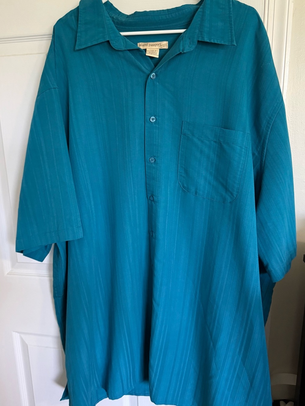 Island Passport Teal Short-Sleeve Casual Button-Down Shirt